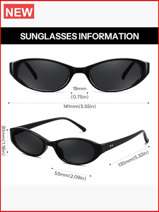 Retro Oval Cat Eye Sunglasses, Y2K 90s Narrow Small Sunnies, UV400 Protection main image 6